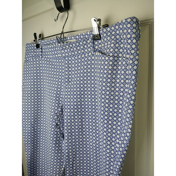 $ Old Navy Diva Blue White Diamond Flat Pocket Cropped Capri Button Pants Size14 - Picture 3 of 13